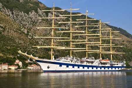 Royal Clipper arriving to the port of Kotor, Montenegro on 01.09.2019. She is a vessel from Star Clippers fleet.のeditorial素材