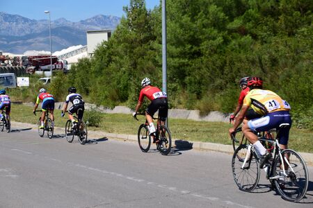 Cyclists passing by. Tour of Montenegro held from 13-15. September 2019.のeditorial素材