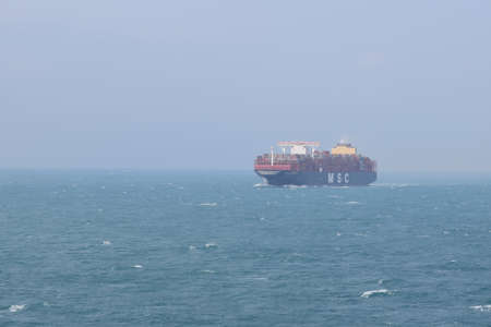 MSC Isabella leaving the port. Photo taken when vessel was leaving Hong Kong.のeditorial素材