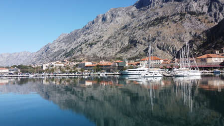 Port of Kotor, Montenegro. aerial photography on a sunny day on February 2022.の写真素材