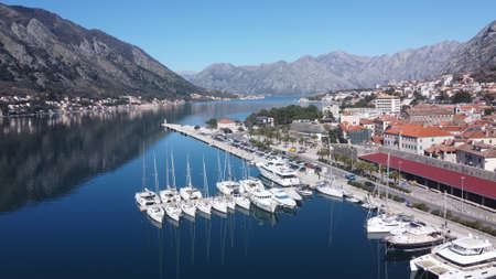 Port of Kotor, Montenegro. aerial photography on a sunny day on February 2022.の写真素材