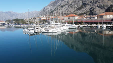 Port of Kotor, Montenegro. aerial photography on a sunny day on February 2022.の写真素材