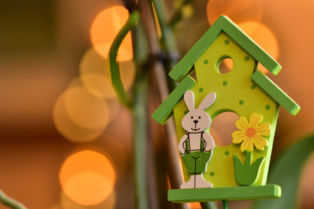 Easter bunny and bokeh lights