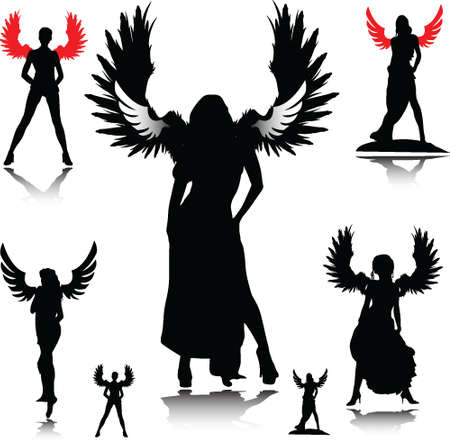 sexy angel vector silhouettesのイラスト素材