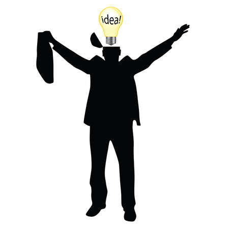 businessman with the idea, silhouette on whiteのイラスト素材