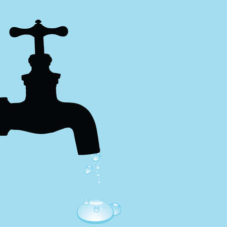 drinking fountain and water droplets vector illustrationのイラスト素材