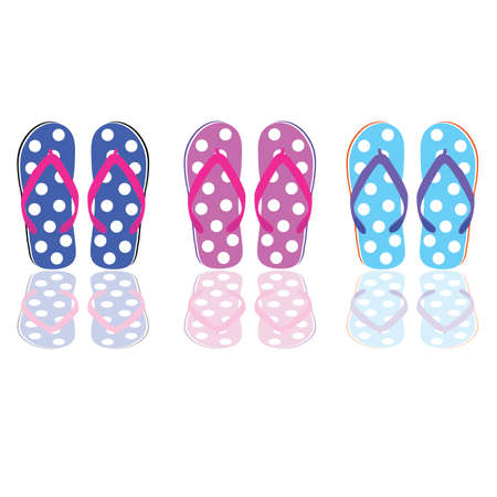 filp flop for the beach in three colorのイラスト素材