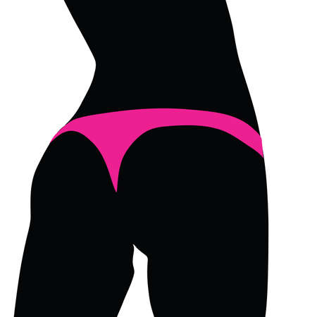 girl in pink panties art vector illustration on whiteのイラスト素材