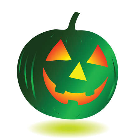 green pumpkin vector art illustration on whiteのイラスト素材