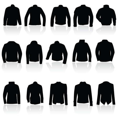 jacket for man and women in black silhouette on whiteのイラスト素材