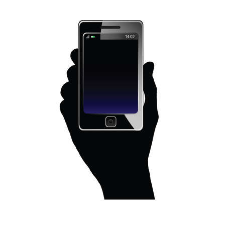 mobile phone in hand art illustrationのイラスト素材