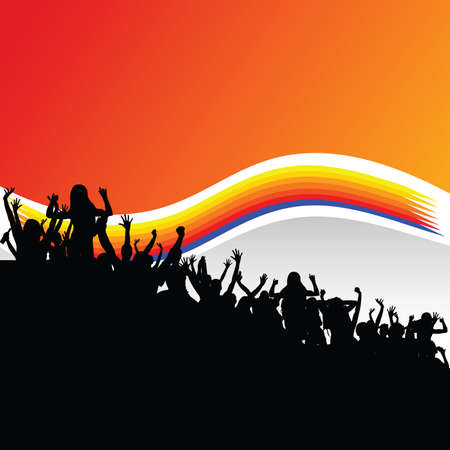 party people group in black silhouetteのイラスト素材