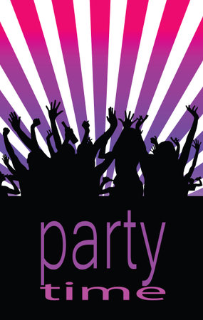 party time illustration with black people silhouetteのイラスト素材