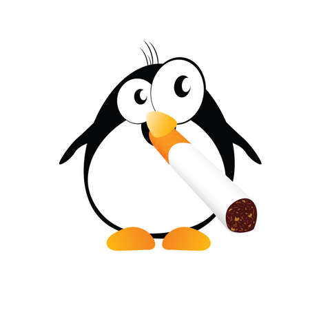 penguin with cigarette color のイラスト素材
