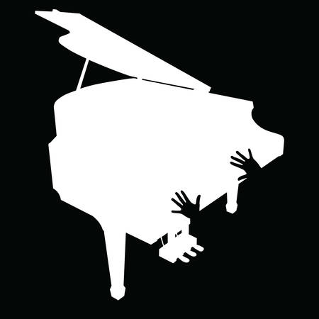 white piano with black hand illustrationのイラスト素材