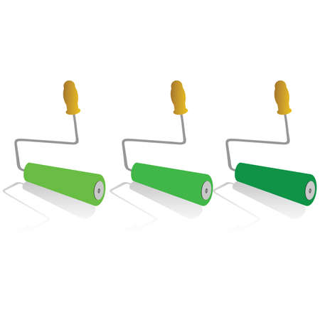 roller for painting in green color のイラスト素材