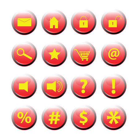 set of button icon illustration on white backgroundのイラスト素材