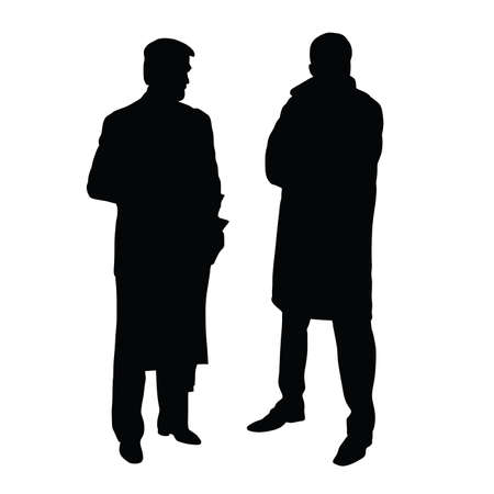 two man in suits black silhouette on whiteのイラスト素材