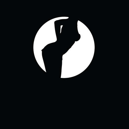 white circle and girl black silhouette illustrationのイラスト素材