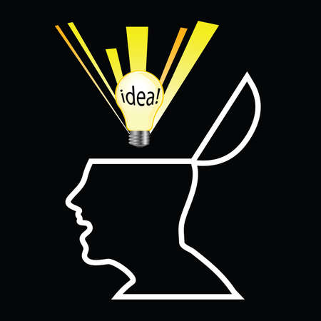 white head with idea art illustrationのイラスト素材