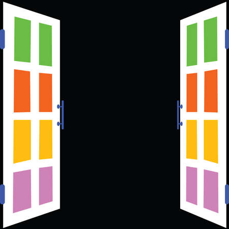 white window with black background illustrationのイラスト素材