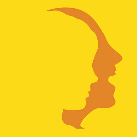 woman and man faces profiles art illustrationのイラスト素材