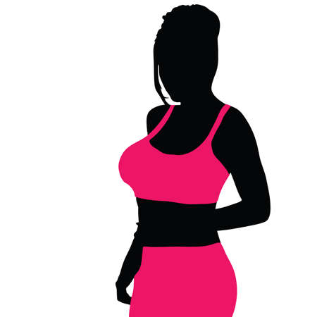 beauty girl black and pink vector illustrationのイラスト素材