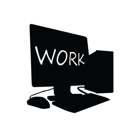 computer work black vector illustrationのイラスト素材