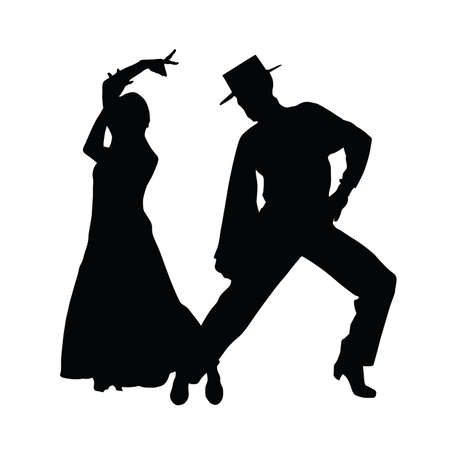 couple dance vector silhouette illustrationのイラスト素材