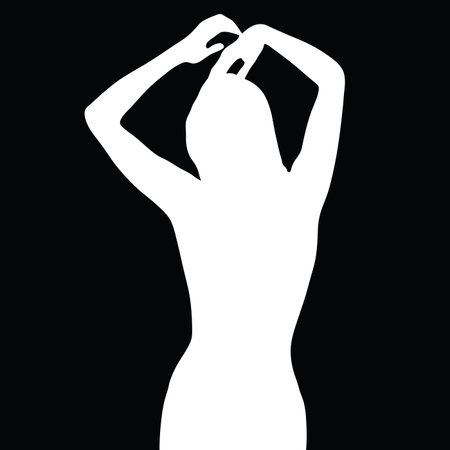 girl in white on black background vector illustrationのイラスト素材