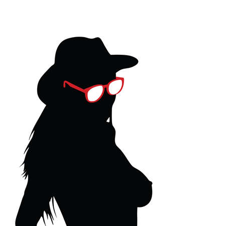 girl with sunglasses silhouette vector illustrationのイラスト素材