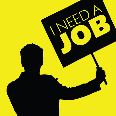 man with the slogan i need a jobのイラスト素材