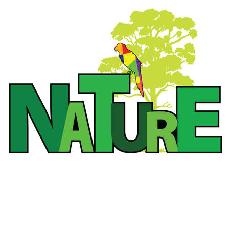 nature with parrot color vector illustartionのイラスト素材