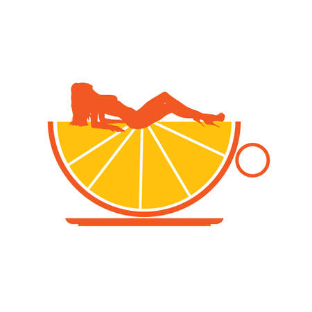 orange cup with hot girl art vector illustrationのイラスト素材