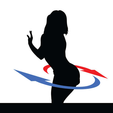 sexy girl silhouette with red and blue arrowのイラスト素材