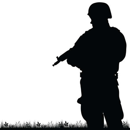 soldier in the nature illustrationのイラスト素材