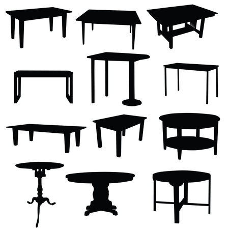 tables for home in black color silhouette on whiteのイラスト素材