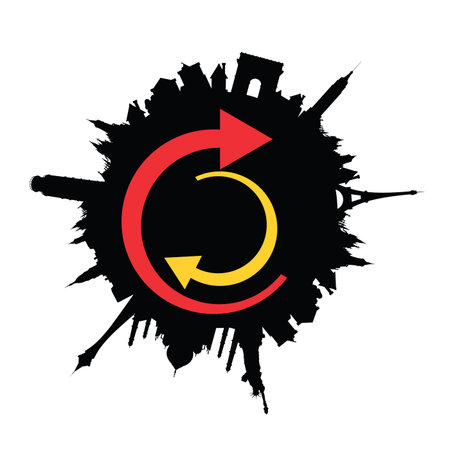 travel symbol with arrow black illustrationのイラスト素材