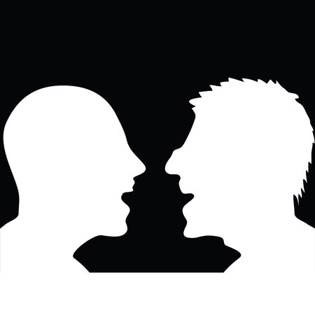 two people arguing white silhouette illustrationのイラスト素材