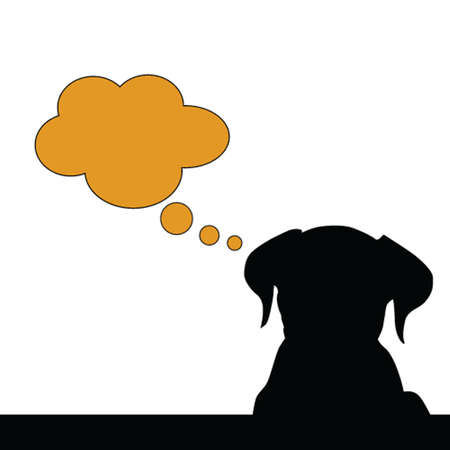 dog think vector silhouette illustration on a whiteのイラスト素材