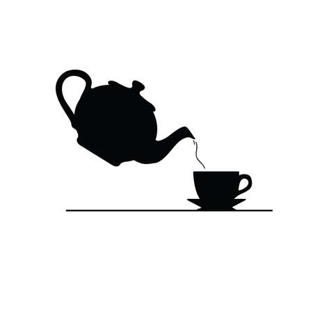 tea icon vector silhouette on white illustrationのイラスト素材
