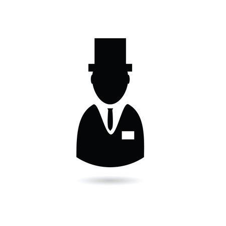 man with hat vector silhouette illustrationのイラスト素材