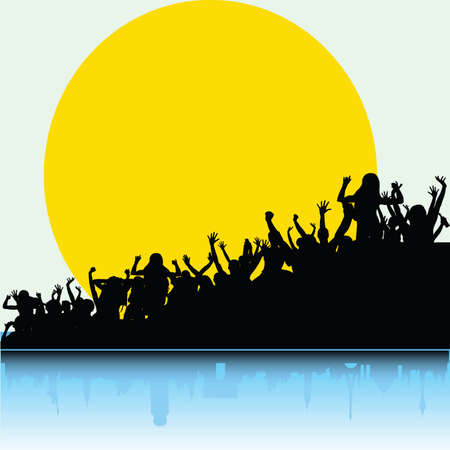 party people on paradise place color vectorのイラスト素材