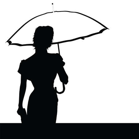 lady with umbrella vector illustrationのイラスト素材
