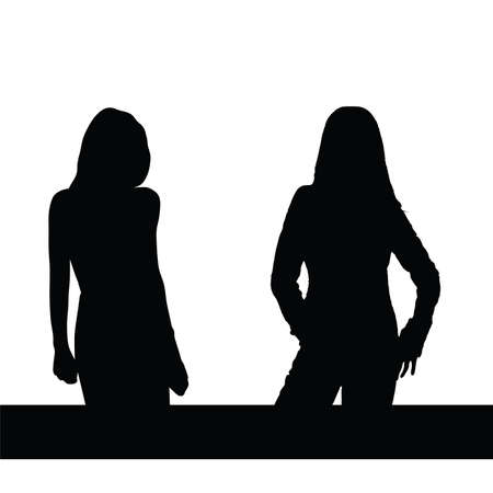 girl two black art vectorのイラスト素材