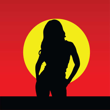 girl in the nature vector silhouetteのイラスト素材