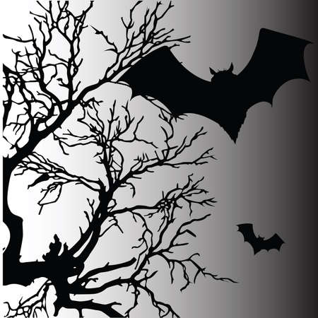 bat vector silhouette illustration on greyのイラスト素材