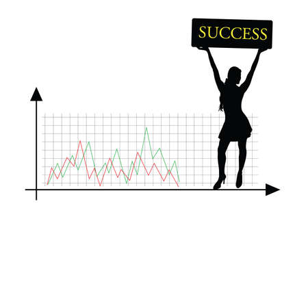 success girl vector color silhouetteのイラスト素材