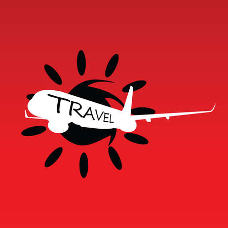 sun with travel airplane red vectorのイラスト素材
