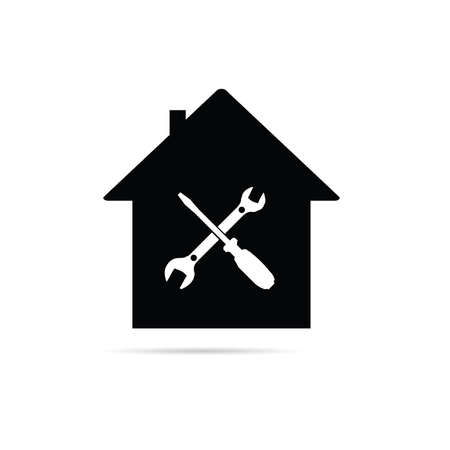 home with tool black vector illustration on whiteのイラスト素材